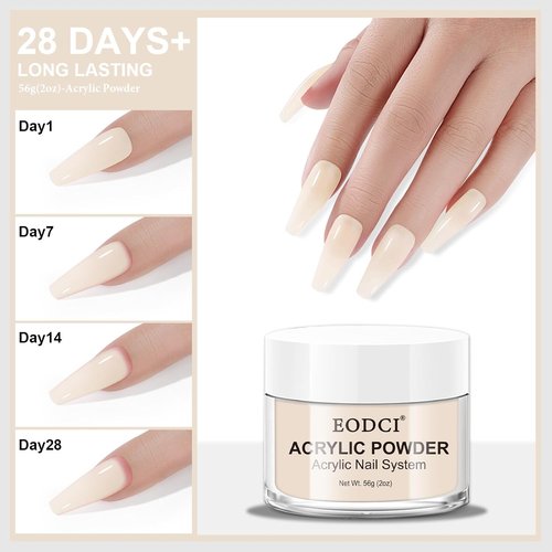 Eodci Acrylic Powder - Cover Pink 56g | Professional Nail Extension & Carving, Long-Lasting, No Lamp Needed