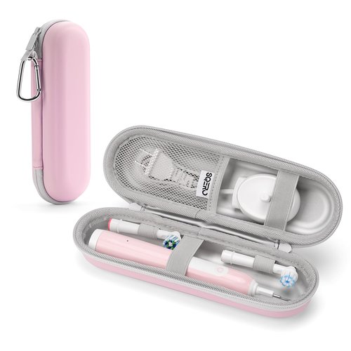 SQERO Electric Toothbrush Travel Case for Oral-B Pro/iO, Philips Sonicare/Aquasonic, Oral B Case for Brush Heads & Accessories, Portable Toothbrush Hard Carry Bag Waterproof PU