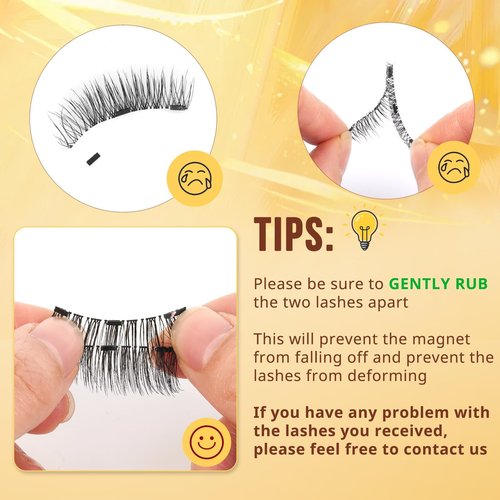 QUEWEL Magnetic Eyelashes 4 Pair Reusable Magnetic Eyelashes with Applicator No Glue Needed Eyelashes Natural Look Lash Clusters Kit Easy to Wear and Remove(4 Pairs-A05)