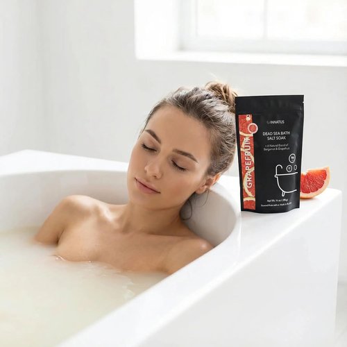 Dead Sea Bath Salt Soak - 21 Minerals for Relaxation & Detox - 14oz Grapefruit Infused Essential Oils