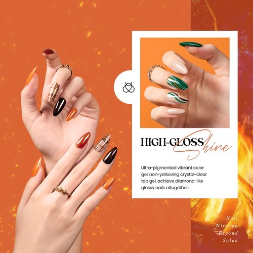 Beetles Gel Nail Polish Set - 20 Colors Cozy Campfire Shade Collection Gel Polish Set Orange Yellow Green Brown Red Shades UV LED Soak Off DIY Home Salon Manicure Gift for Women