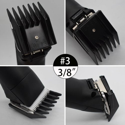 4 Pieces Professional A5-Style Animal Clipper Attachment Guard Guide Cutting Combs Set 76926-900, 1/8", 1/4", 3/8", 1/2", Compatible with Oster Classic 76 A5 Andis AG BG Wahl KM Pet Groomers (Black)