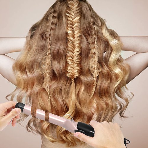 PRETFY 1 Inch Curling Iron with Ceramic Coating Barrel for Long/Medium Hair, 140-428℉ Adjustable Temperature, 30s Instant Heat, 110-240V Dual Voltage, Hair Waving Style Tool for Girls & Women