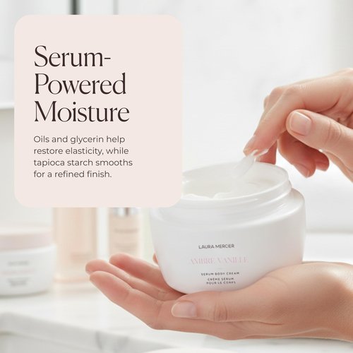 Laura Mercier Serum Body Cream, Moisturizing Serum-Infused, 48HR Hydration, Improves Skin Barrier, Soothes Dry Skin, Shea Butter and Squalane Intensely Nourishes, Ambre Vanille