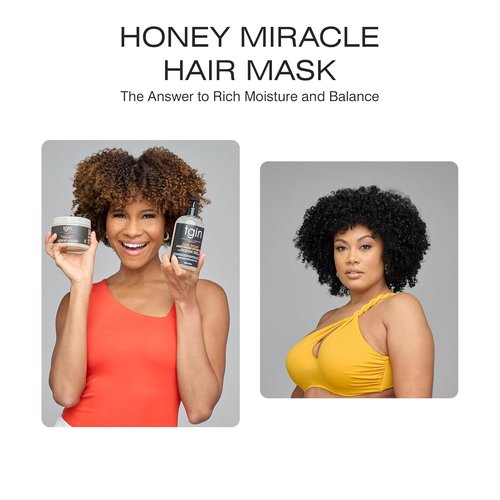 TGIN Honey Miracle Hair Mask - Deep Conditioner for Natural, Dry Curly Hair - 12 oz