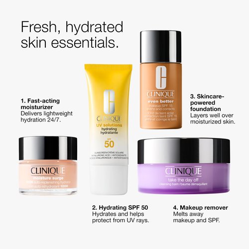 Clinique UV Solutions Hydrating Sunscreen Broad Spectrum SPF 50 With Hyaluronic Acid + Antioxidants | No White Cast | Safe For Sensitive Skin, 1.3 Fl Oz