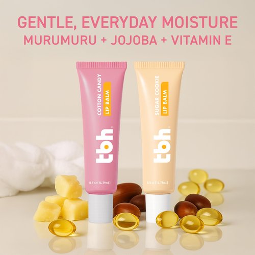 TBH Kids Lip Butter Balm for Kids | Vegan Tinted Lip Balm & Lip Gloss for Girls | Safe, Hydrating, Natural Tween Lip Care - Cotton Candy & Sugar Cookie Flavors