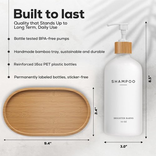 Brighter Barns White Shampoo and Conditioner Dispenser Set - Elegant Shower Pump for Bathroom Decor | Ideal for Hotels and Airbnbs