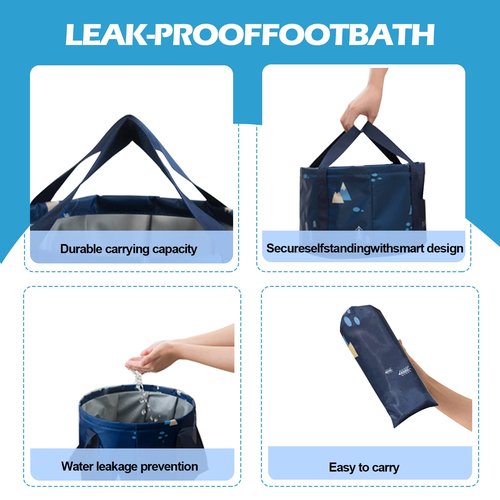 Multifunctional Collapsible Bucket for Soaking Feet, Portable Foot Bath Bag, Foot Spa Soaking Feet Home Pedicure Basin Outdoor Camping for Washing, Fishing Wait Handy Carrying Bag, Large