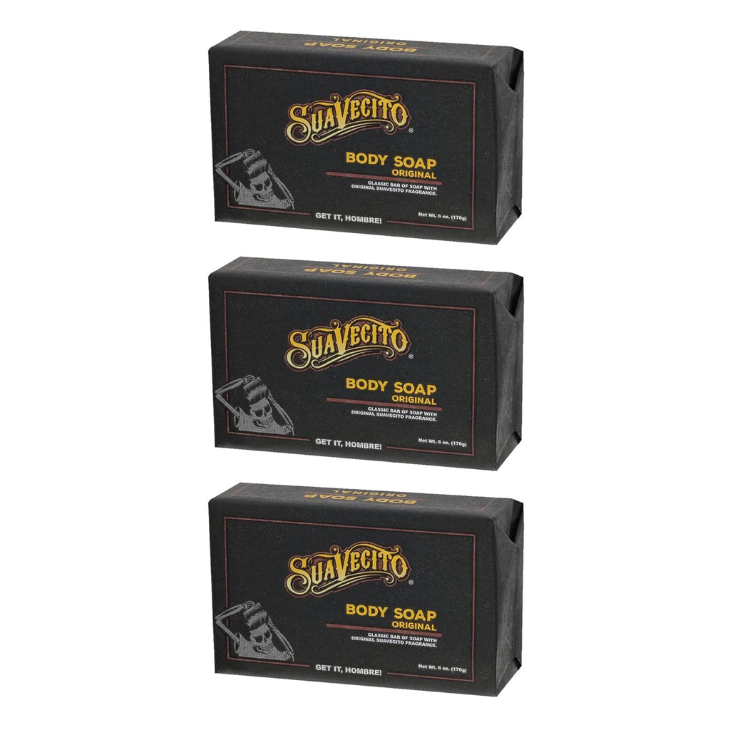 Suavecito Body & Hand Soap Bars - Moisturizing Formula with Masculine Original Fragrance | 6 oz, 3 Pack