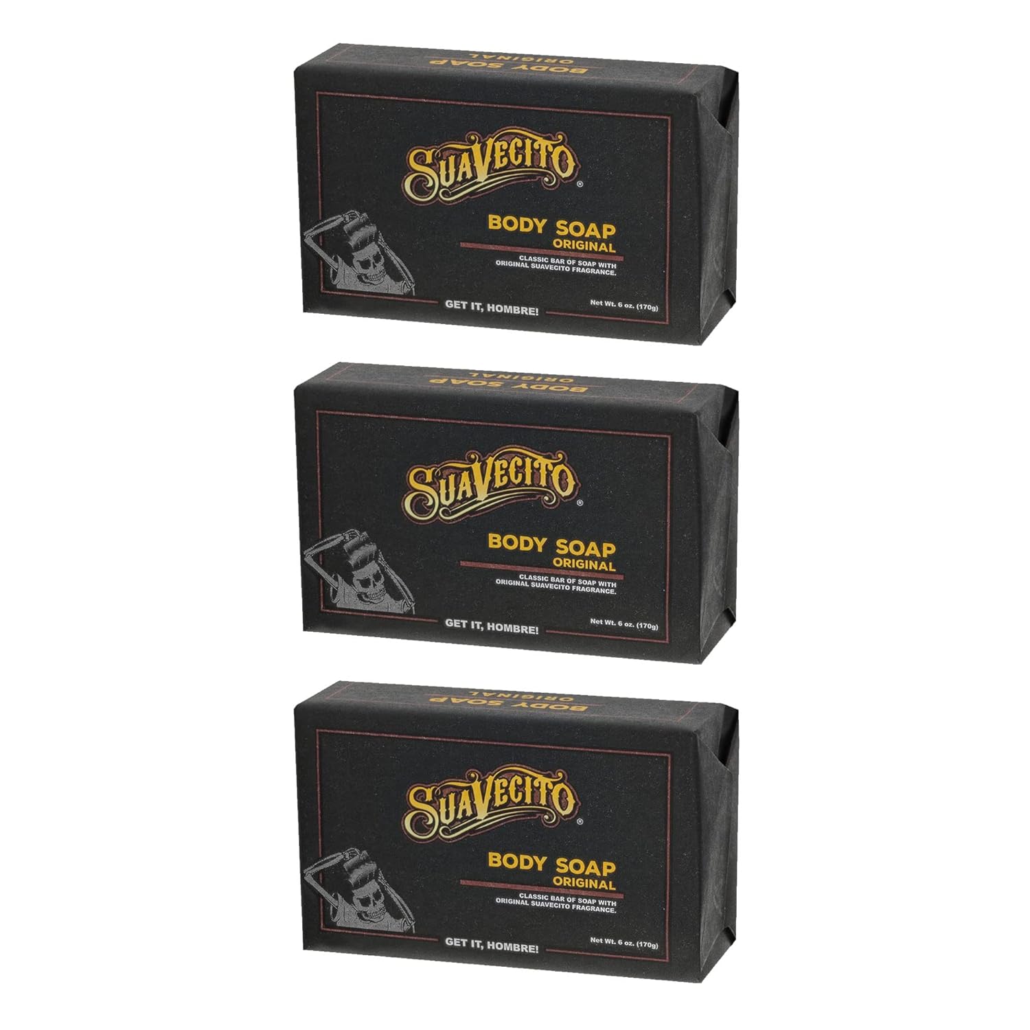 Suavecito Body & Hand Soap Bars - Moisturizing Formula with Masculine Original Fragrance | 6 oz, 3 Pack