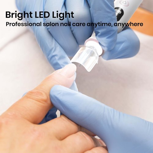 Nail Drill Electric Nail File - Cordless Professional Nail Filer for Manicure and Pedicure, Portable Nail Drill Machine Kit for Acrylic Gel Nails Thick Toenails Nail Grind (Matte Black)