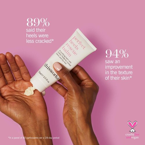 THISWORKS Perfect Heels Rescue Balm: A Natural Vegan Formula to Nourish, Repair and Moisturise with Cotton Thistle, Lemon and Lavender Essential Oils, Silicone Free, 75ml