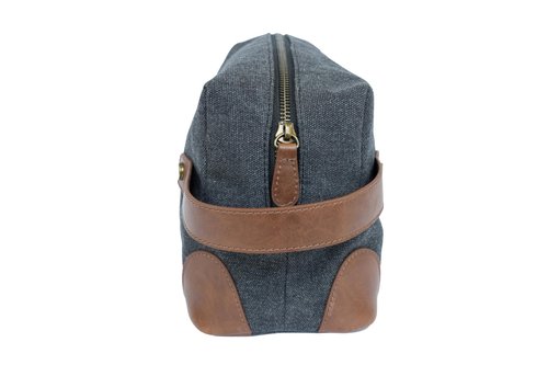 Vetelli Vintage Canvas Toiletry Bags, Travel In Style, Waterproof Canvas Dopp Kits, Durable (Marco) (Dark Grey)
