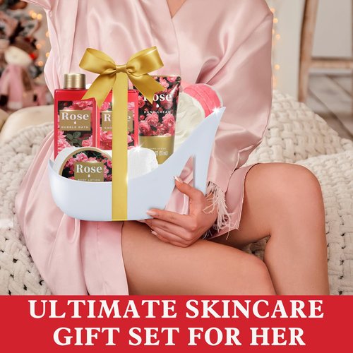 Spa Luxetique Gifts for Women High Heel Gift Set for Women 8pcs Bath Sets Romantic Rose Home Spa Kits for Wife Girlfriend Mom Grandma Valentines Day Gifts for Her