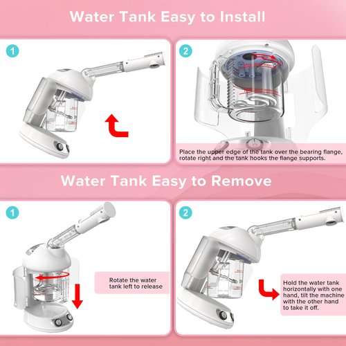 Portable Facial Steamer with Removable Water Cup, UV Ozone Nano Ionic Face Steamer for Facial Deep Cleaning, Unclogs Pores, Hydrating and Sinus Relief for Women Men Home SPA, Warm Mist