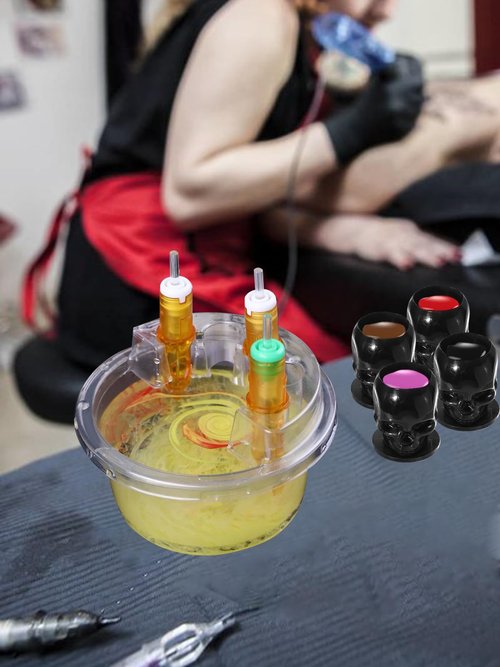 40PCS Disposable Tattoo Cartridge Cup Holder Plastic Tattoo Cartridge Tray For Tattoo Inks Needle Holder Placement Rack Disposable Plastic Cup Working Cup Cleaning Cup