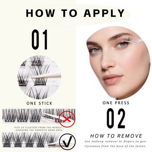 EHSZM BEAUTY POP PRESS 12-14mm Self-Adhesive Lash Clusters Kit, Natural-Curl, 1-Minute Pre-Glued Press-On, All-Day No-Fall, Thin Invisible Band, Natural Wispy Naked Makeup Look, Includes Tweezers