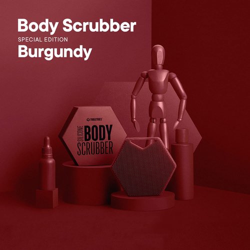 TOOLETRIES Body Scrubber - Silicone Exfoliating Scrubber - Bathroom & Shower Accessories for Men, Travel Essentials for Men - Durable & Long Lasting Body Wash Scrubber - Burgundy
