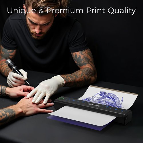 NEWYES Tattoo Stencil Printer Wireless Portable Tattoo Printer Kit Thermal Tattoo Machine for Tattoo Artists & Beginners, Matte Effect Clear Printing, Compatible with Mobile Phone, Pad, PC