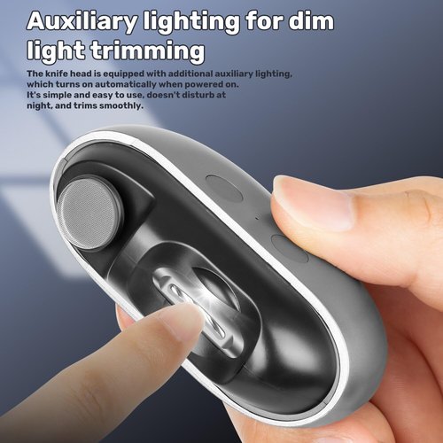 Imwing Easyclip, Imwing Nail Clipper,Electric Nail Grinder & Trimmer 2 - in - 1 with LED Light, Safe Automatic Nail Clipper for Seniors, Adults, Kids, Baby(Gray)