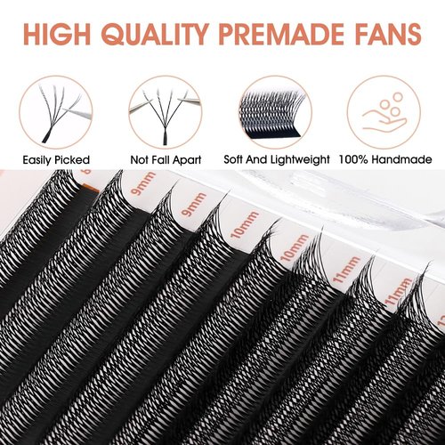 NATUHANA Eyelash Extensions 0.07 C Curl 8-14mm WW Shaped Clover Classic Easy Fan Permanent Volume Lash Extensions Automatic Blooming Flower Lash,Professional for Lash Techs(Double 4D,0.07-C,8-14Mix)