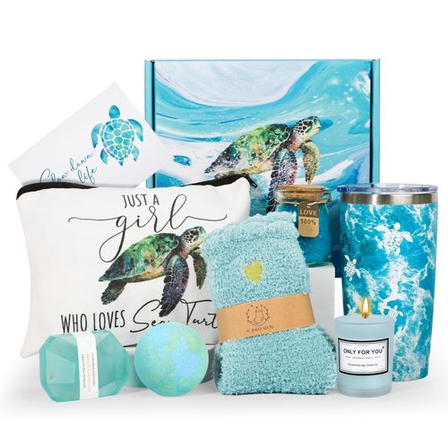 Sea Turtle Gifts for Women, Turtle Gifts Set for Turtles Lovers, Turtles Gift Baskets Relaxing Spa Bath Gift Baskets, Birthday Gifts for Women Gift Set for Her Sister Friends Mom Mother's Day