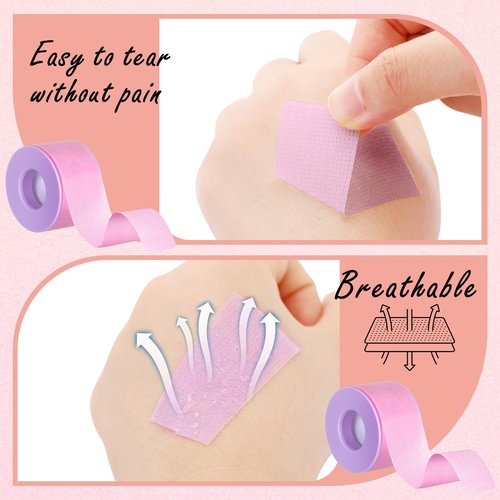 Nuanchu 4 Rolls Lash Tape for Eyelash Extensions Breathable Eyelash Tape for Extensions Adhesive Microporous Lash 0.98 Inch x 3.9 Yard/Roll(Purple)
