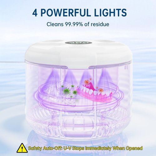 45kHz Ultrasonic Retainer Cleaner Machine, 200ML Dental Deep Cleaning Pod for Dentures, Aligners, Invisalign, Mouth Guards, Night Guards, Jewelry, Toothbrush, 5/10/15 Mins Timer