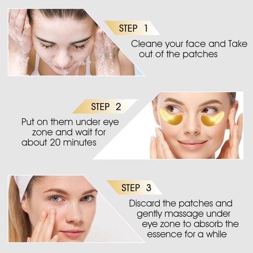 Adofect Under Eye Patches 30 Pairs, 24K Gold Under Eye Mask with Hyaluronic Acid for Dark Circles and Puffy Eyes, Bachelorette Party Accessories, Bridesmaid Gifts, Daily Skin Care