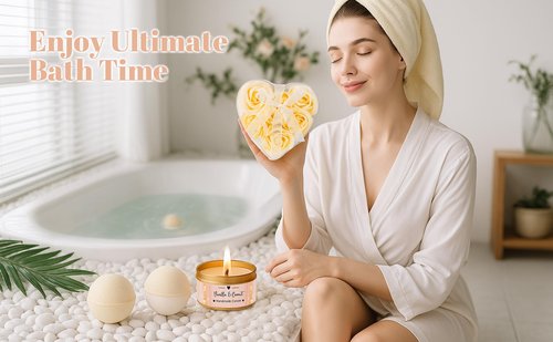 Birthday Gifts for Women Self Care Get Well Soon Gifts, Vanilla Coconut Relaxing Spa Basket Care Package, Unique Gifts for Mom, Sister, Wife, Girlfriend, Grandma
