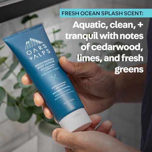 Oars + Alps Body Lotion - Hydrating Moisturizer with Vitamin E & Shea Butter | Fresh Ocean Splash, 8oz