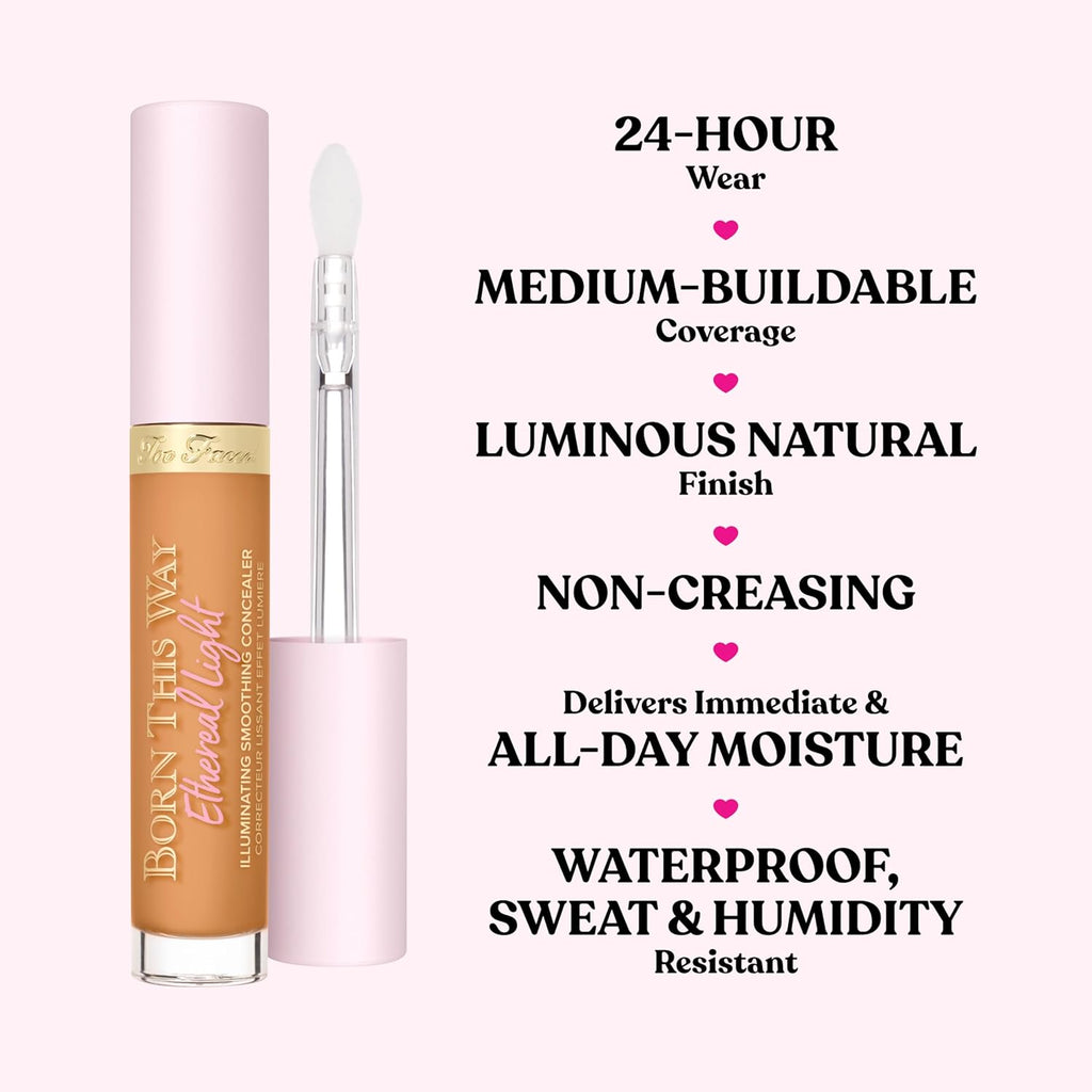 Too Faced Born This Way Concealer - Ethereal Light, Hydrating & Waterproof, 0.16 Fl Oz