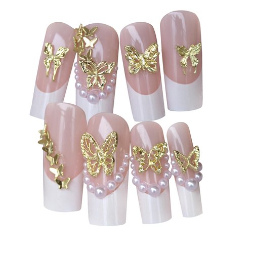 200 Pcs Butterfly Nail Charms and Gems Gold Butterflies Nail Charms Bulk Kawaii y2k Nail Art Charms 3D Cute Metal Alloy Making Ornament Big Small Nail Decoration Accessories for DIY fingernail Charms