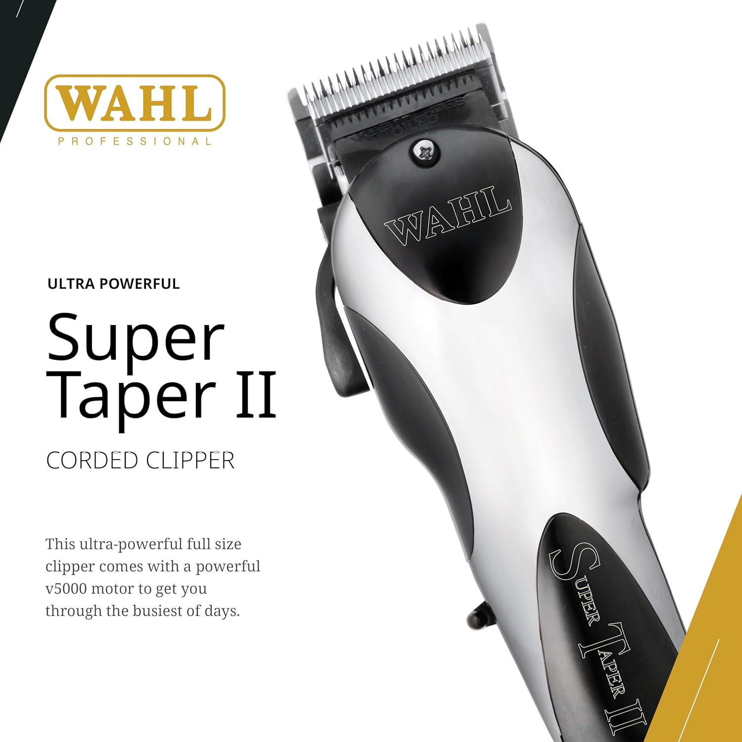 Wahl Professional Super Taper II Corded Clipper - Adjustable Blade for High-Performance Haircuts | Silver
