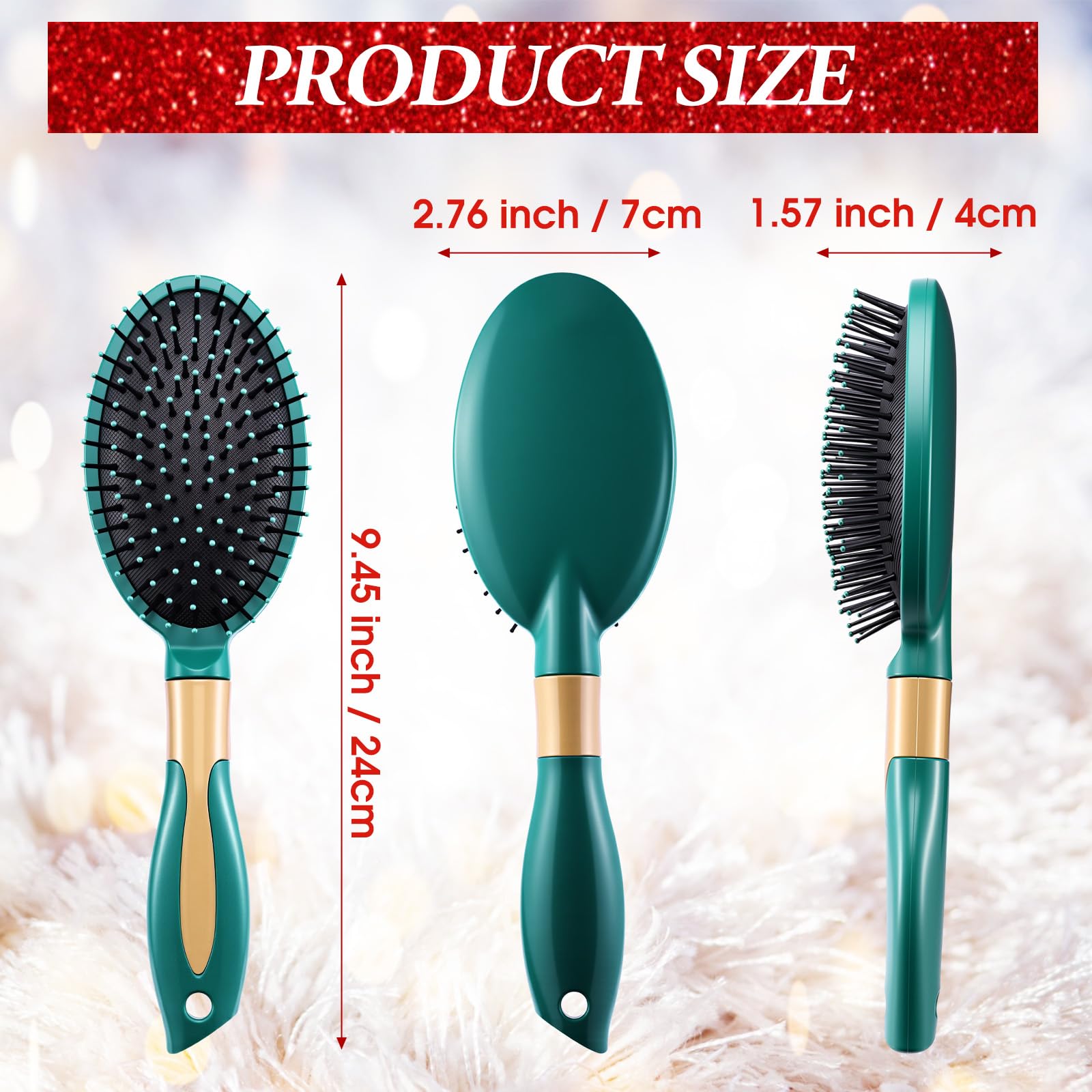 Zubebe 28 Pcs Hair Brush Bulk Travel Detangling Red and Green Detangler Brush with Soft Bristles for Women Gift Bulk