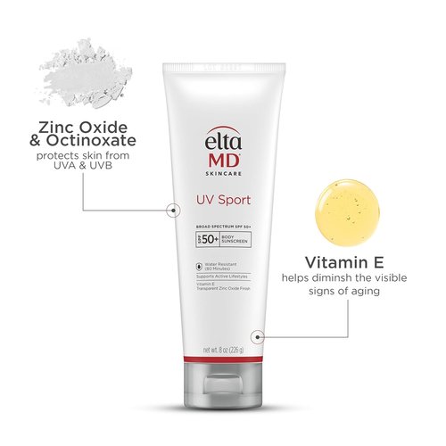 EltaMD UV Sport Sunscreen Lotion SPF 50 - Water & Sweat Resistant Zinc Oxide Formula for Face and Body