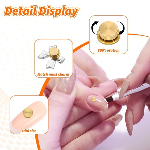 30 PCS Rotating Nail Charms Nail Art Rotating Charm Bearing for Nails Art Designs, Jewelry Rotat Tools for Women DIY Crafting Jewelry Accessories, Gold