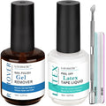 LOUINSTIC Gel Nail Polish Remover & Liquid Latex for Nails: Skin's Protective Barrier Helps Remove Easily in 2-5 Minutes, Low-Irritation, No Residue, No Foil Needed, with Manicure Tools
