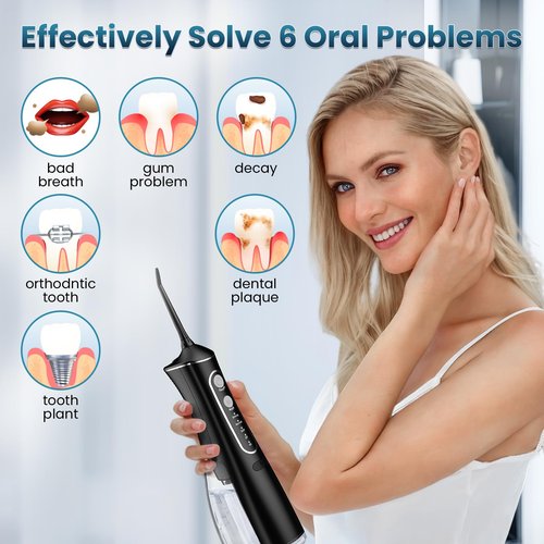 OasiSmile Water Flosser for Teeth Cleaning, 300ML Portable Cordless Oral Irrigator with DIY Strength, 4 Modes, IPX7 Waterproof & 30-Day Battery, 2-Min Smart Timer for Home/Travel Dental Care