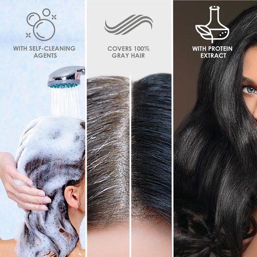 Regine Switzerland Professional Hair Coloring Kit - Permanent Brown Dye with Color Reviving Shampoo & Conditioner | 100% Gray Coverage