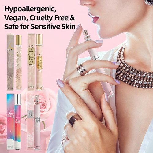 Skiennix 4 Pack Women's Perfumes - Travel Size Natural Fragrances | Perfect Mother's Day Gift