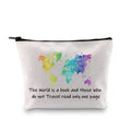 MBMSO Traveler Makeup Bag the World is a Book and those who do not Travel Read only One Page Travel Bag Travel Lover Gifts Wanderlust Gifts for Women (The World is a book bag)