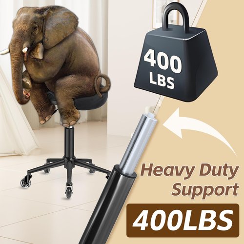Saddle Stool Heavy Duty 400lbs - Ergonomic Thick Saddle Seat Cushion, Easy Height Adjustable, Healthy Posture No Pain, Smooth Rolling No Creaky Noises, Rolling Saddle Stool Chair with Wheels (Black1)
