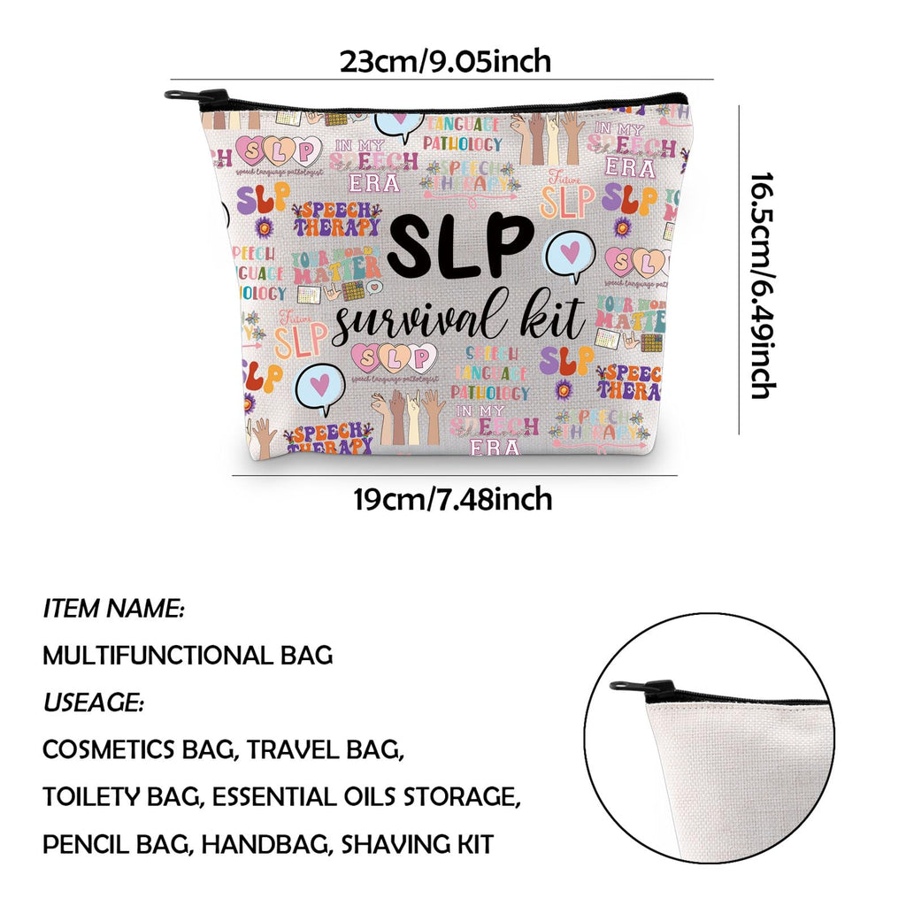 WCGXKO SLP Survival Kit Speech Therapist Gift Zipper Pouch Makeup Bag for Speech Language Pathologist (future SLP)