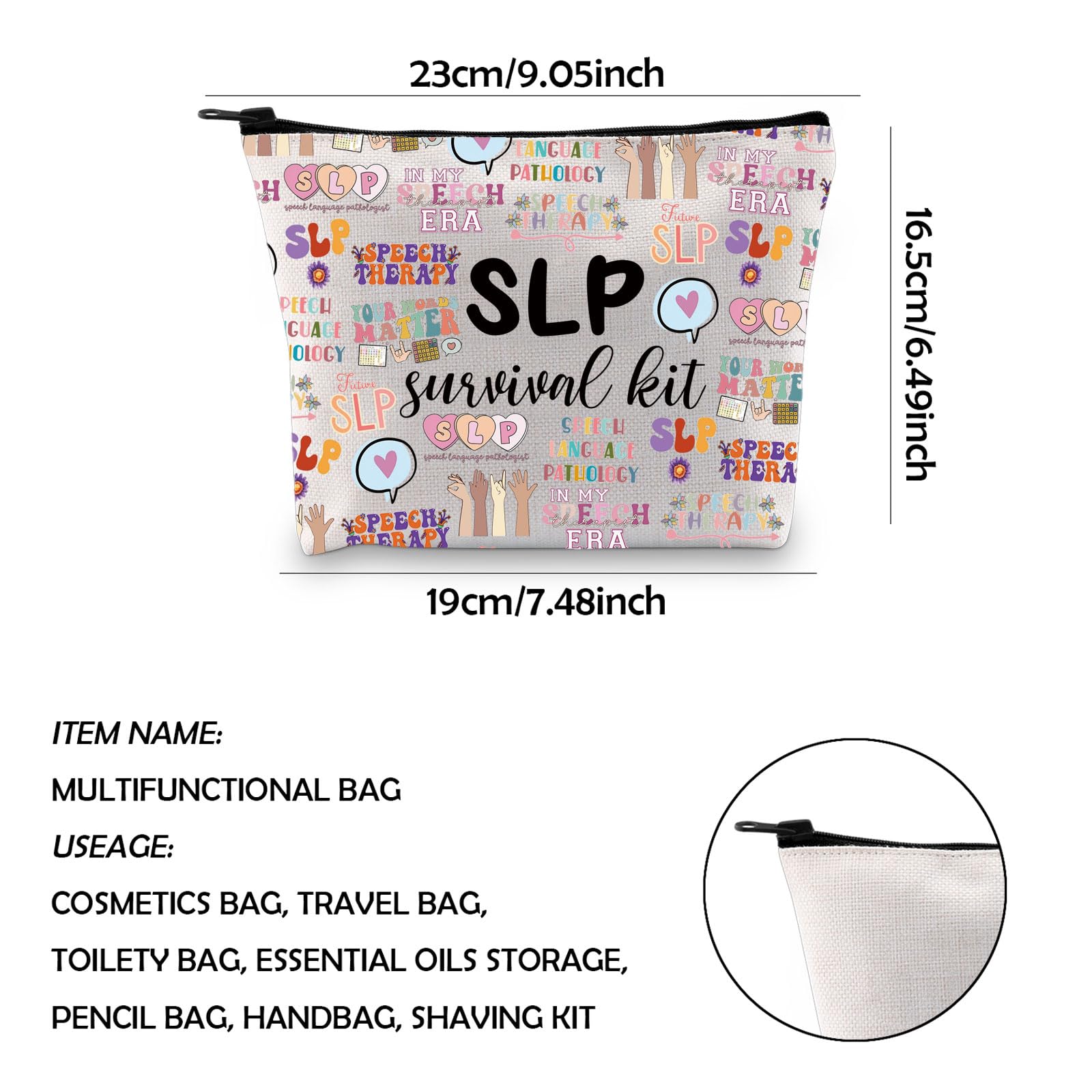 WCGXKO SLP Survival Kit Speech Therapist Gift Zipper Pouch Makeup Bag for Speech Language Pathologist (future SLP)