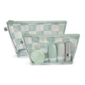 Tiny Twinkle Diaper Bag Organizing Pouches | 2 Pack Mess-Proof Travel Organizer Bags with Structured Bottom & Clear Front | TSA Approved Toiletry Bag Set for Baby and Mom Essentials (Sage Checkers)