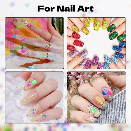 Blinginbox Flatback Glass Rhinestones,Neon Gems 1440pcs Non Hotfix Crystal Rhinestones for Nail Crafts Clothes Tumblers Face Makeup,Rose Neon,SS20