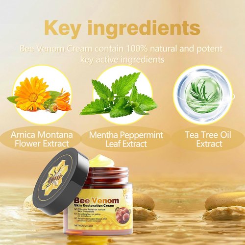 Bee Venom Skin Treatment Cream - Anti Aging Moisturizer with Collagen Boost & Skin Brightening, Bee Venom Sensitive Skin Tightening Care Day & Night Use 2.12 OZ