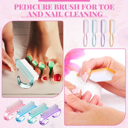Patelai 48 Pcs Handle Grip Nail Brush Bulk Colorful Nail Scrubber Fingernail Brushes Hand Toes Cleaning Brushes Pedicure Scrubbing Tool for Men and Women, Multicolor Brush